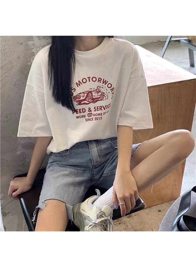 milk Silk 180g Double Grinding Pure Cotton Korean Style Short-sleeved T-shirt Lazy Niche Versatile Top