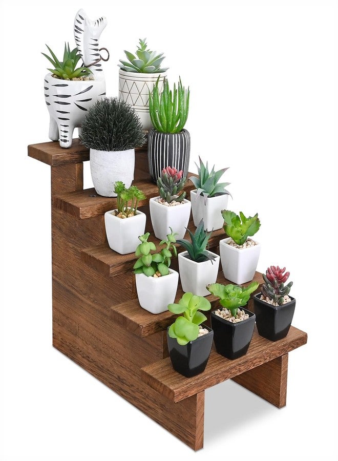 Ikee Design 5-Tier Wooden Display Riser Stand for Plants, Cupcakes, Stepped Tiered Wood Display Stand for Collectibles, Sunglasses, Jewelry, for Weddings, Vendor Markets, Retail - Image 4