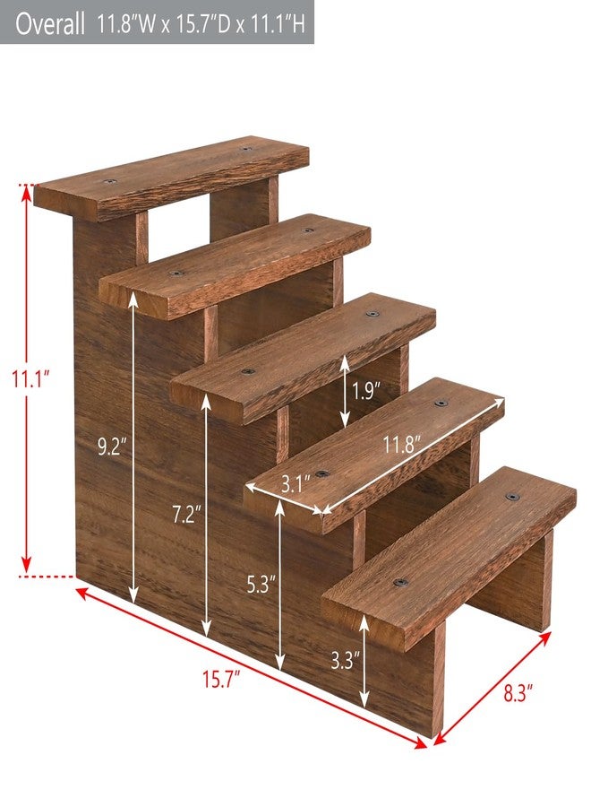 Ikee Design 5-Tier Wooden Display Riser Stand for Plants, Cupcakes, Stepped Tiered Wood Display Stand for Collectibles, Sunglasses, Jewelry, for Weddings, Vendor Markets, Retail - Image 2