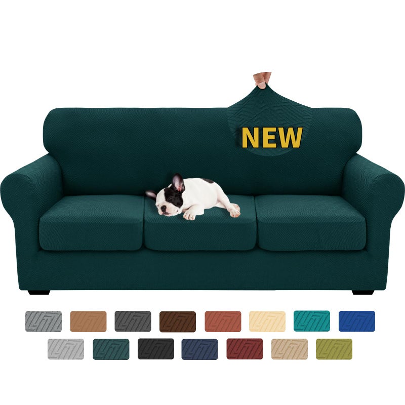 XINEAGE 2025 New 4 Pieces Couch Covers for 3 Cushion Couch Super Stretch Thick Soft Sofa Cover Anti Slip Sofa Slipcover Dogs Cats Furniture Protector Blackish Green 7191