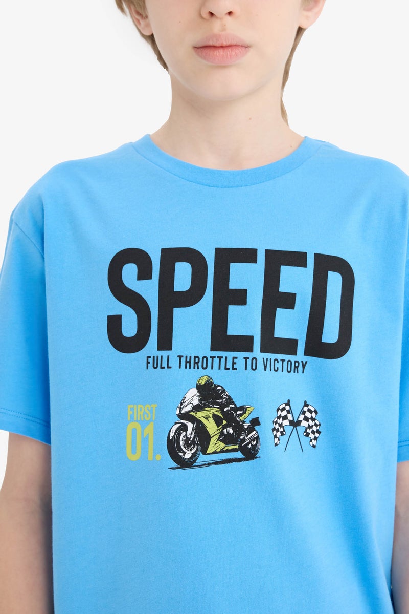 DeFacto Blue Boy Boy Crew Neck Printed Short Sleeve T-Shirt Casual - Image 5