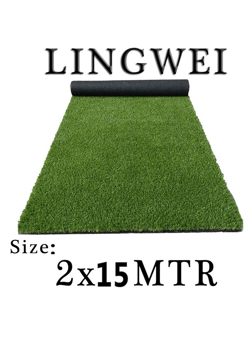 LINGWEI 2x15 Meter Artificial Grass Carpet Green Artificial Grass Turf For Home Outdoor Front Garden Decoration Play Ground Pool Area Backyard Patio Balcony - Image 4