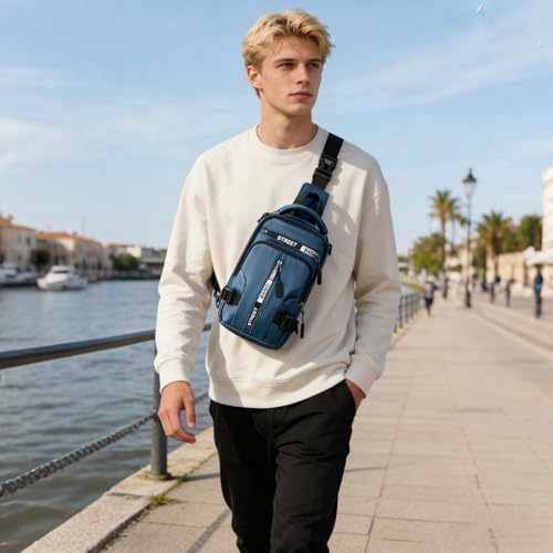 SEAFEW Mini Sling Bag for Men Women Lightweight Crossbody Backpack Multipurpose Shoulder Bag Small Compact Chest Daypack for Travel Hiking Gym Sport Blue - Image 3