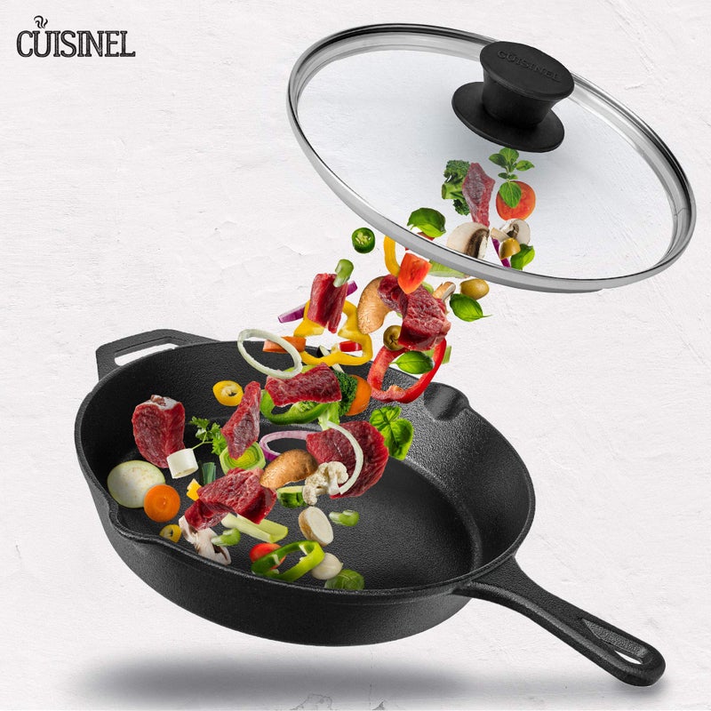 Cuisinel Glass Lid - 12"-inch/30.48-cm/308mm - Compatible with Lodge - Fully Assembled Tempered Replacement Cover - Oven Safe for Skillet Pots Pans: Universal for all Cookware: Cast Iron, Stainless, Non-Stick - Image 5