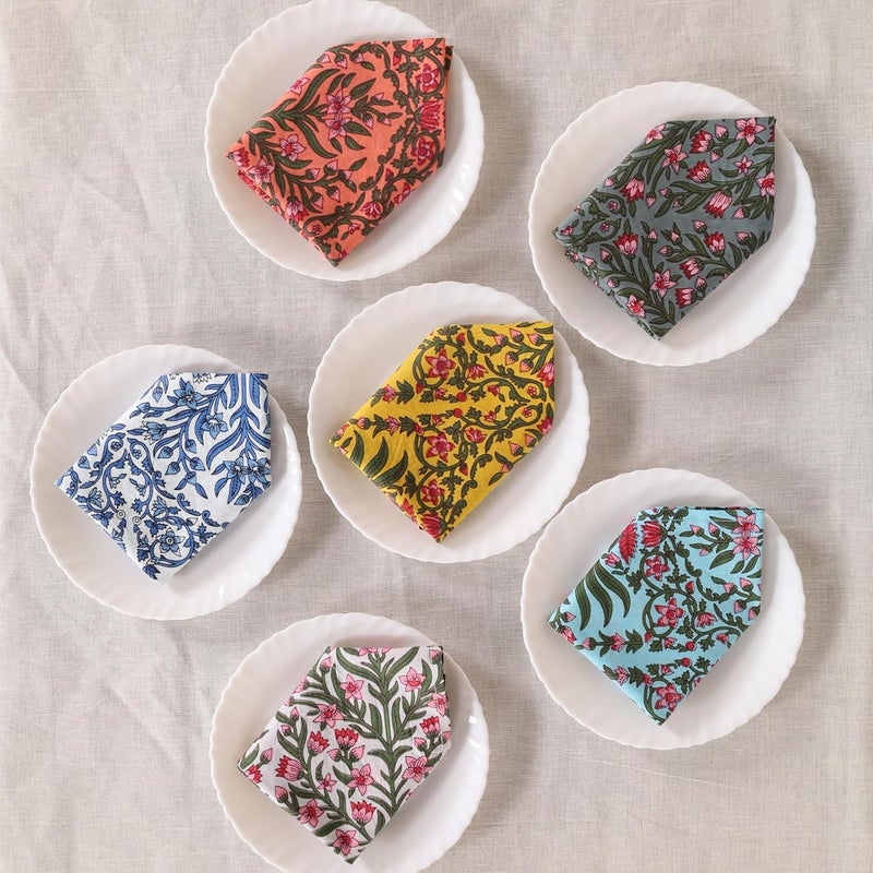 Set of 6 Cloth Napkins 16x16 Inch Square Dinner Table Napkins for Kitchen Home Restaurant Party Wedding Multicolor 3 - Image 1