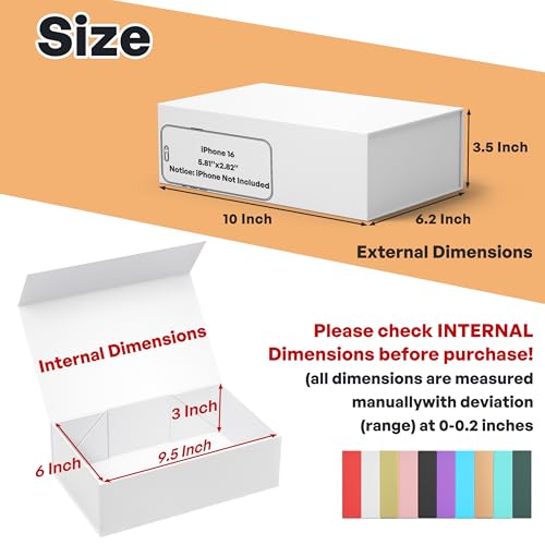 RYDDOY 5 Pack White Gift Box, 9.5x6x3'' Gift boxes for Presents with Lids Magnetic Closure Rectangle Collapsible for Bridesmaid Proposal Box, Wedding, Christmas, Halloween, Birthday Gift Packging - Image 2