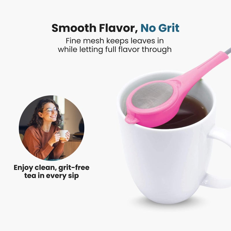Jokari Loose Leaf Tea Infuser 2 Pack â€“ Stainless Steel Mesh Reusable Tea Steeper with Easy Grip Handle â€“ BPA-Free, Dishwasher Safe, for Custom Brewing â€“ Pink - Image 3