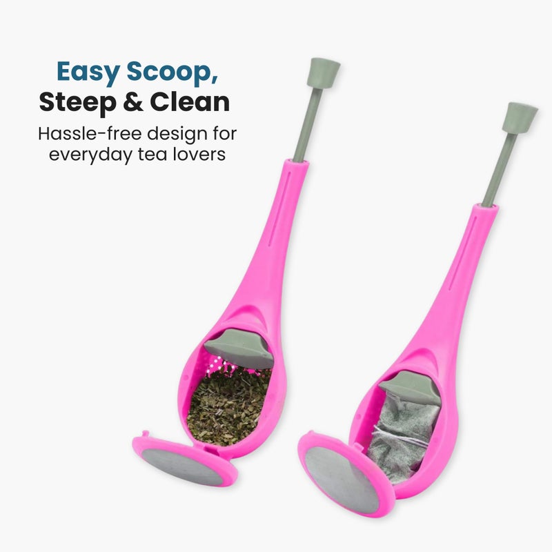 Jokari Loose Leaf Tea Infuser 2 Pack â€“ Stainless Steel Mesh Reusable Tea Steeper with Easy Grip Handle â€“ BPA-Free, Dishwasher Safe, for Custom Brewing â€“ Pink - Image 4