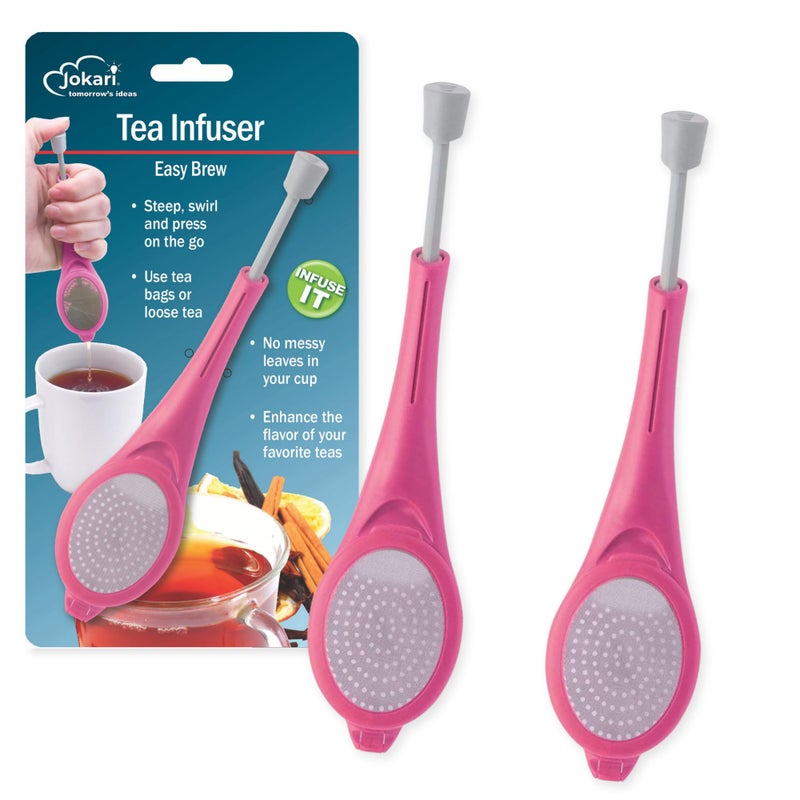 Jokari Loose Leaf Tea Infuser 2 Pack â€“ Stainless Steel Mesh Reusable Tea Steeper with Easy Grip Handle â€“ BPA-Free, Dishwasher Safe, for Custom Brewing â€“ Pink - Image 1