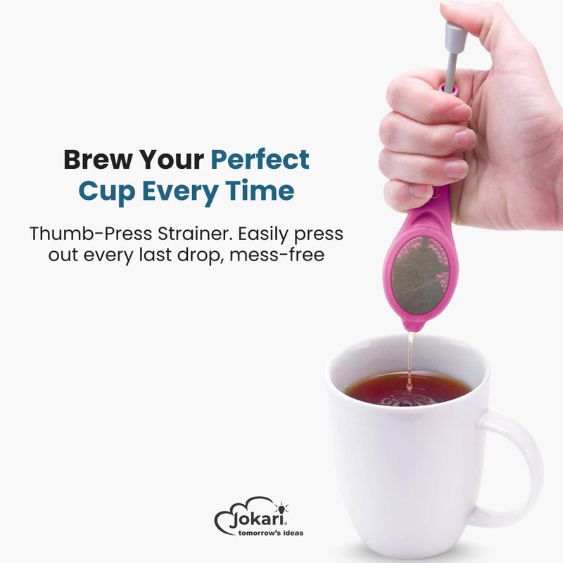 Jokari Loose Leaf Tea Infuser 2 Pack â€“ Stainless Steel Mesh Reusable Tea Steeper with Easy Grip Handle â€“ BPA-Free, Dishwasher Safe, for Custom Brewing â€“ Pink - Image 2