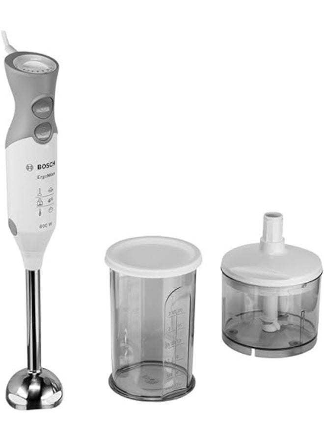 Bosch Ergo Mixx Hand Blender - 600 Watts - 12 Speeds + Turbo - Multiple Accessories - MSM66120