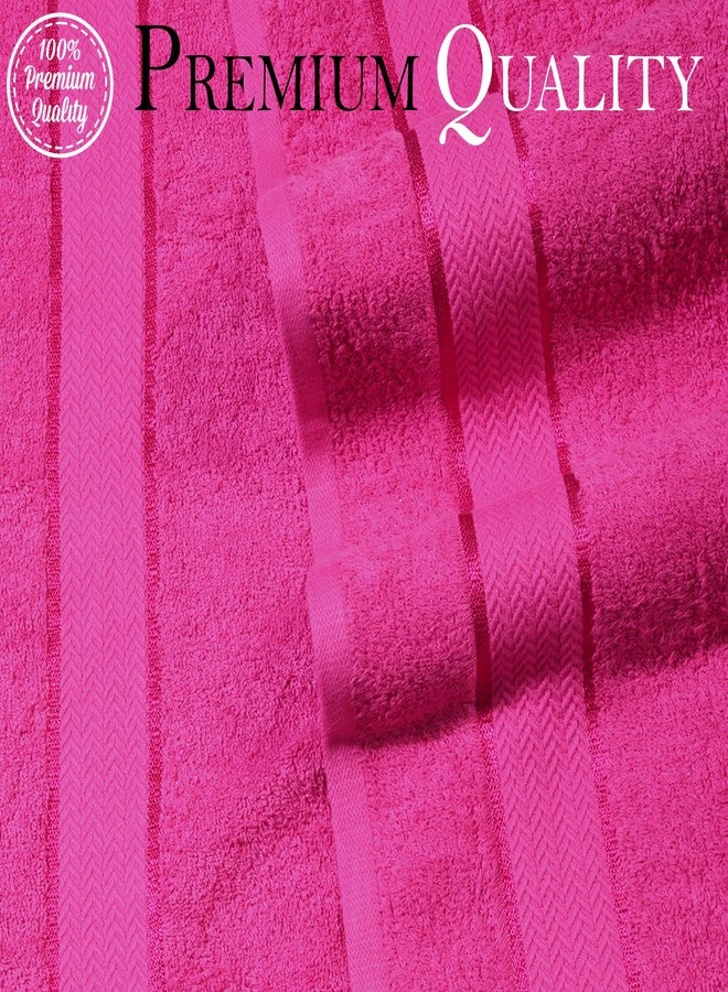 CRAFTBERRY Bath Towels Set -100% Cotton - 2 Bath, 2 Hand & 2 Washcloths - Large, Thick, Fluffy, Absorbent, Quick Dry, Soft & Plush - 6 Piece Luxury Bathroom Towels - Hot Pink/Dark Pink/Fuchsia - Image 2