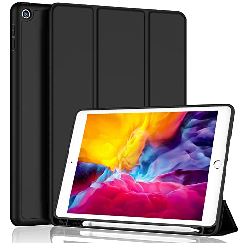 iMieet iPad 9.7 Case (2018/2017 Model, 6th/5th Generation), Smart Cover with Pencil Holder and Soft Baby Skin Silicone Back and Full Body Protection, Auto Wake/Sleep Cover (Black) - Image 1