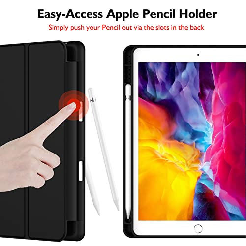 iMieet iPad 9.7 Case (2018/2017 Model, 6th/5th Generation), Smart Cover with Pencil Holder and Soft Baby Skin Silicone Back and Full Body Protection, Auto Wake/Sleep Cover (Black) - Image 2