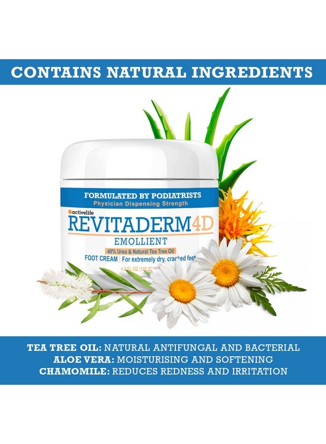 كريم القدم ريفيتاديرم 4D يوريا يرطب بعمق للأقدام الجافة والمتشققة واليدين والمرفقين والركبتين، كريم إصلاح فائق ومزيل مسامير القدم للقدمين، خالٍ من حجر الخفاف متضمن 118 مل. 1 حزمة - Image 3