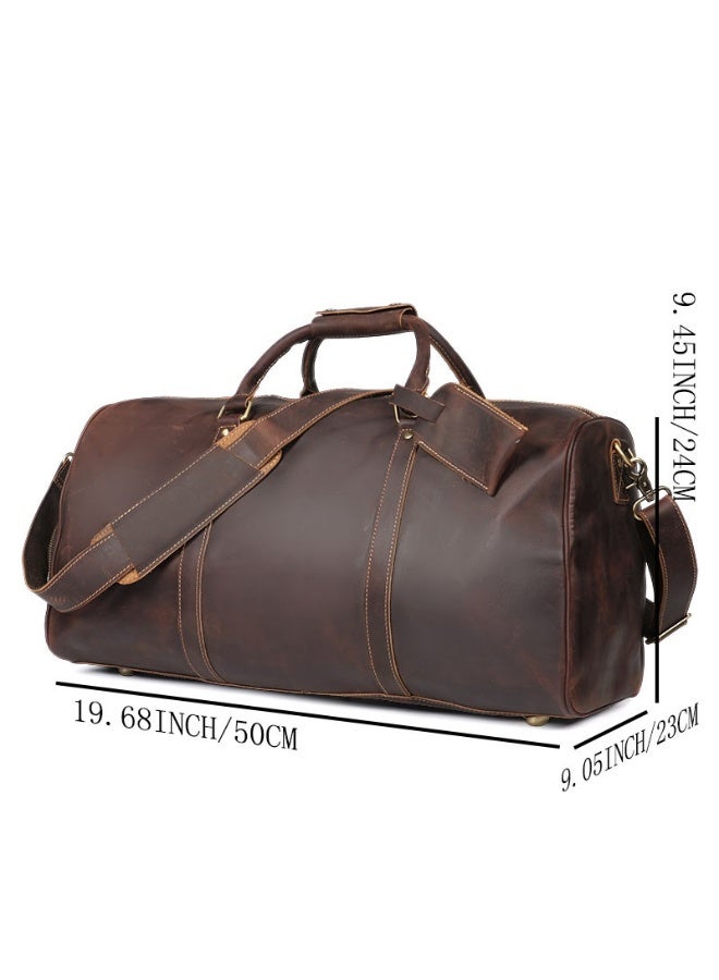 Men's Retro Leather Travel Bag First Layer Cowhide Large-capacity Travel Bag Business Trip Handbag Shoulder Messenger Bag - Image 3