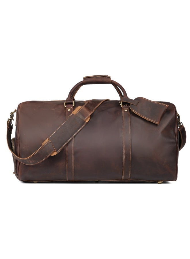 Men's Retro Leather Travel Bag First Layer Cowhide Large-capacity Travel Bag Business Trip Handbag Shoulder Messenger Bag - Image 1