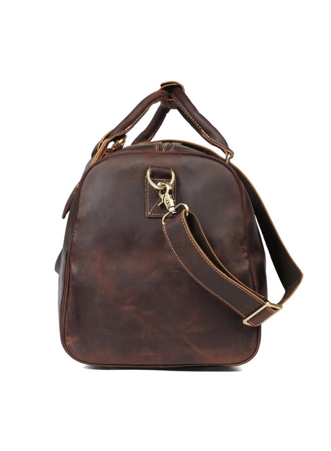 Men's Retro Leather Travel Bag First Layer Cowhide Large-capacity Travel Bag Business Trip Handbag Shoulder Messenger Bag - Image 2