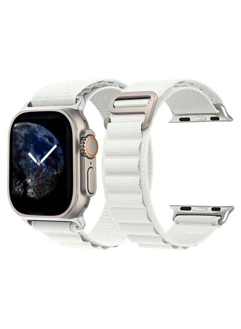 حزام بديل لساعات آبل 49mm 46mm 45mm 44mm - حزام ألباين للنساء والرجال - قابل للتعديل مع خطاف معدني G - أبيض - Image 3