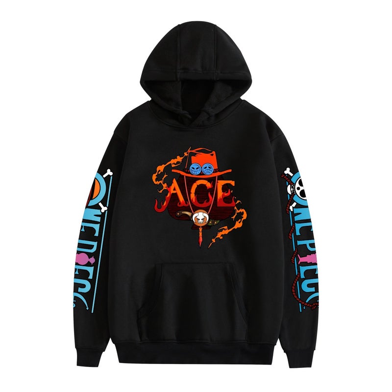 One Piece One Piece Peripheral Fleece-Lined Hoodie 2D Printed Couples Sweater - Image 4