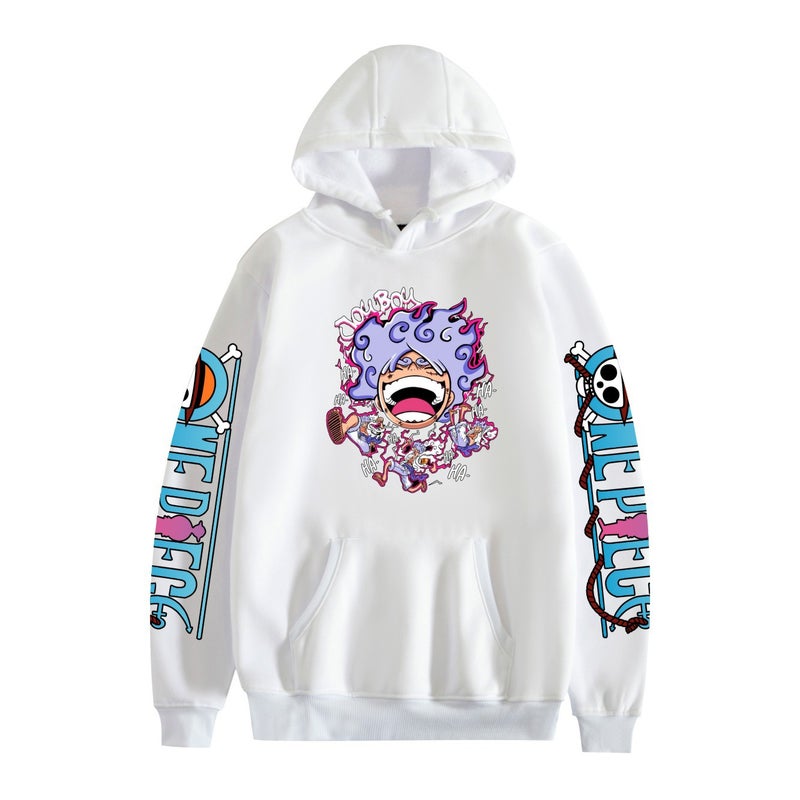 One Piece One Piece Peripheral Fleece-Lined Hoodie 2D Printed Couples Sweater - Image 3
