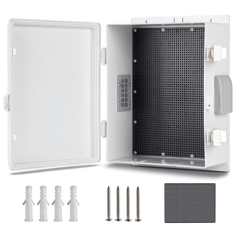 CQENPR Outdoor Waterproof Electrical Junction Box, ABS Water Resistant Enclosure with Internal Mounting Panel & Hinged Cover (13" H* 9.2" L* 5.6" W) - Image 1