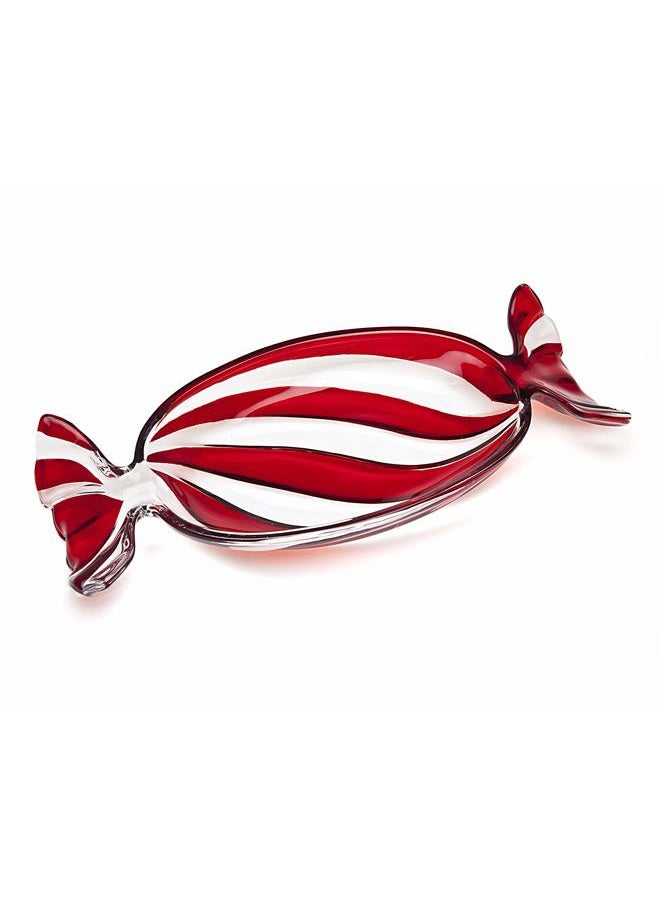 Peppermint Candy Tray Holiday Dish - Red
