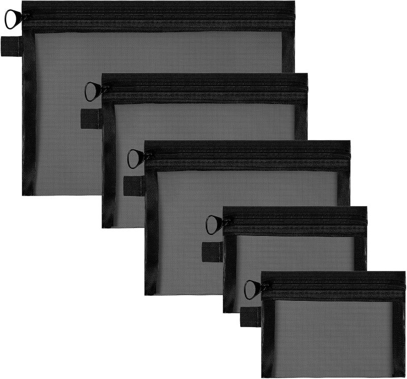 5 Pack Zipper Bank Bags Small Pouches for Purse Mesh Zipper Pouch Bags Travel Cosmetic Organizer PU Leather Cash and Coin Pouch Waterproof Bank Bag for Purse