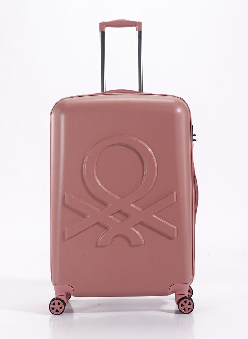 UNITED COLORS OF BENETTON BNTA- 202 28Inch- Checked Luggage with TSA Lock| Material- Acrylonitrile Butadiene Styrene| Adjustable Trolley Handle | Smooth Dual Wheels 360degree rotate| Rose Gold - Image 1