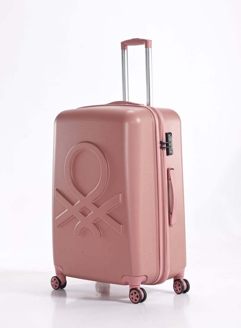 UNITED COLORS OF BENETTON BNTA- 202 28Inch- Checked Luggage with TSA Lock| Material- Acrylonitrile Butadiene Styrene| Adjustable Trolley Handle | Smooth Dual Wheels 360degree rotate| Rose Gold - Image 2