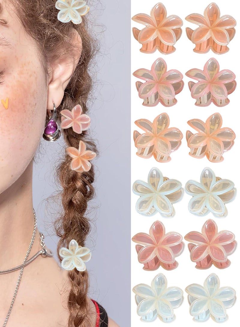 Lelet Small Flower Hair Claw Clips, 12PCS 1.18" Cute Mini Claw Clips for Women & Girls, Strong Hold for Thick & Thin Hair, 6 Colors - Image 1