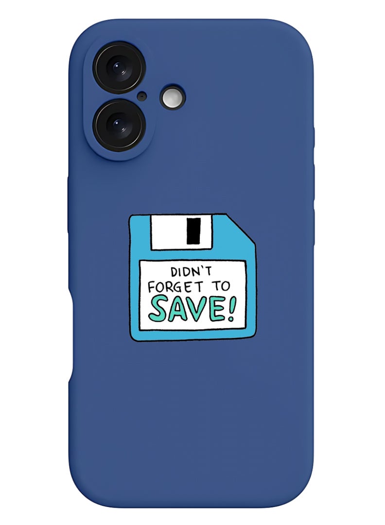 Theodor iPhone 16 Blue Protective Slim Fit Case Liquid Silicone Cover with Full Body Protection Anti-Scratch Shockproof Case For iPhone - Forget to save - Image 1