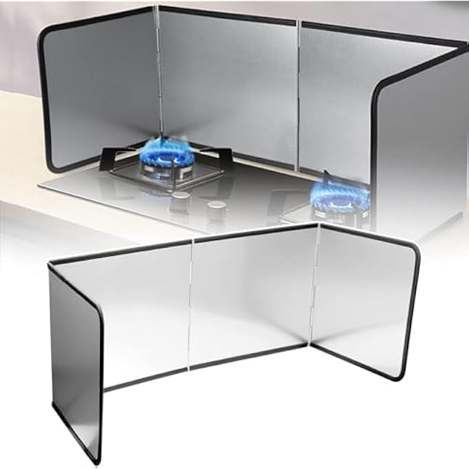 أكس سبرينج شاشات تناثر الزيت من الفولاذ المقاوم للصدأ قابلة للطي، لوح عزل تناثر الزيت غير اللاصق، واقي تناثر الزيت، لوح عزل حراري للموقد لمقلاة القلي، واقي تناثر الشحوم للطهي، رباعي الجوانب - Image 1