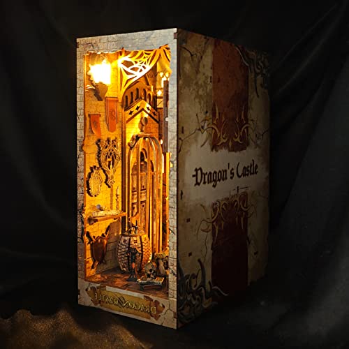 Spilay DIY Dollhouse Miniature Book Nook Assemble Kit3D Wooden Puzzle Bookshelf Insert Decor with LED Bookends Model BuildCreativity Kit for Adults Women Birthday Gift SQ08 - Image 5