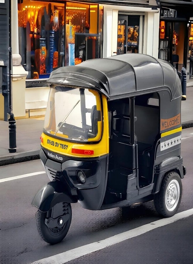 Space Enterprises Auto Rickshaw Toy, with Pull Back Action City Traffic Vehicles Public Transport Toy with Light and Sound for Boys and Girls, Black Colour (Pack of 1) - Image 2