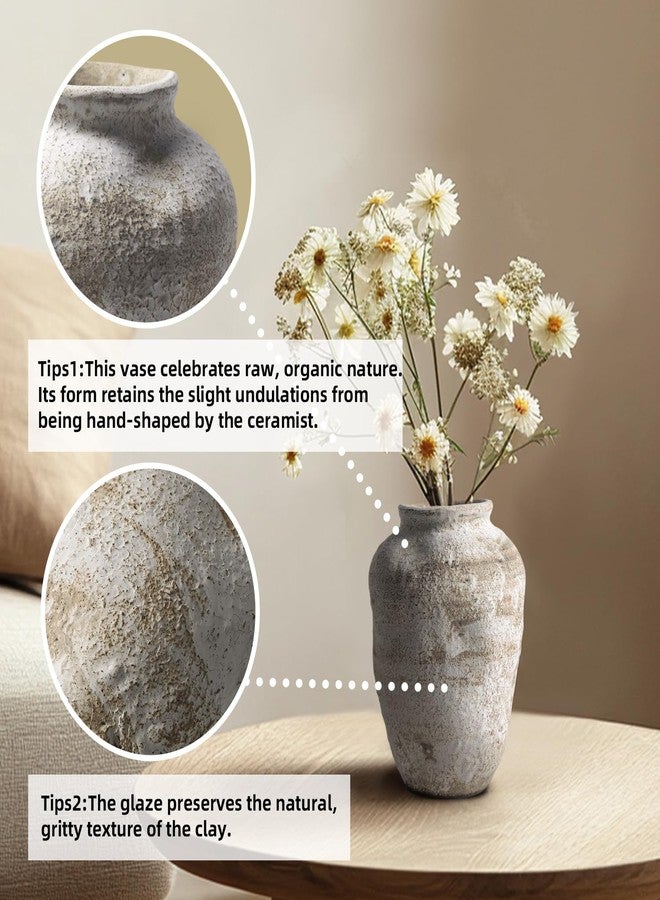 DIF DECO Ceramic Vase,Flower Vases Home Decor,Rustic Vintage Decorative Boho Vase for Centerpiece Table,Room,Bathroom,Wall,Bedroom,Living Room,Kitchen,Office Decorations,8.66 inch Retro Snowflakes - Image 4