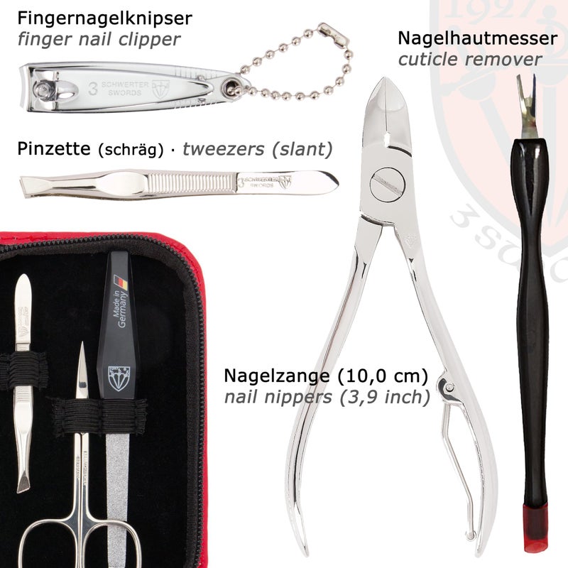 3 Swords Germany - brand quality 6 piece manicure pedicure grooming kit set for professional finger & toe nail care scissors clipper fashion leather case in gift box, Made in Solingen Germany (03706) - Image 3
