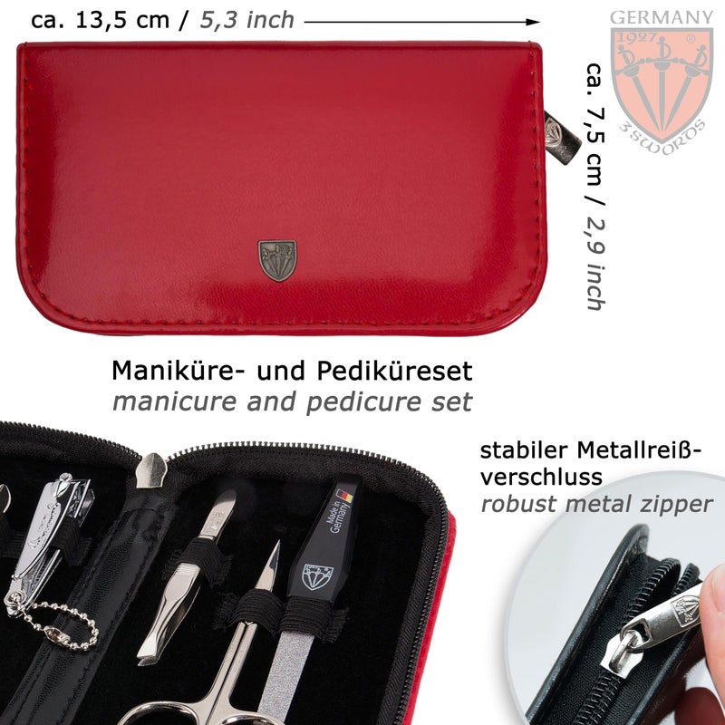 3 Swords Germany - brand quality 6 piece manicure pedicure grooming kit set for professional finger & toe nail care scissors clipper fashion leather case in gift box, Made in Solingen Germany (03706) - Image 4