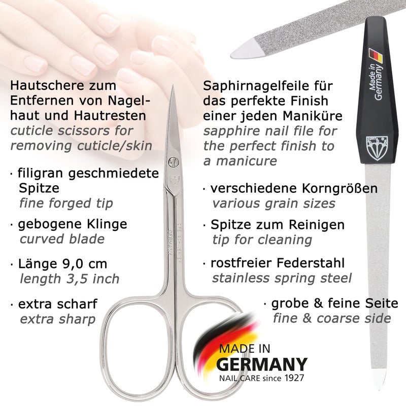 3 Swords Germany - brand quality 6 piece manicure pedicure grooming kit set for professional finger & toe nail care scissors clipper fashion leather case in gift box, Made in Solingen Germany (03706) - Image 2