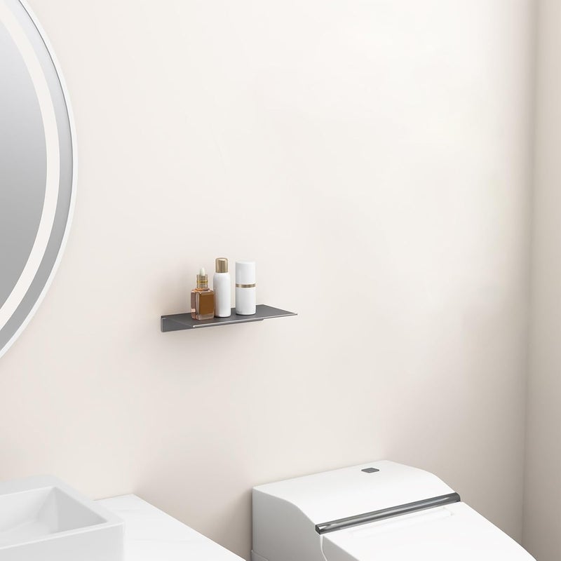 Danpoo 8 inch Gray Small Floating Shelf for Wall Organizer & Storage, Mini Display Shelf, Metal Wall Shelf for Bathroom, Living Room, Kitchen, Bedroom - Image 5