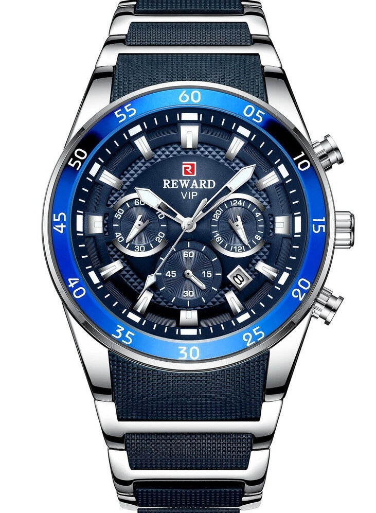 REWARD Mens Wrist Watches, Luxury Fashion Analog Quartz Watch, Classic Big Face Chronograph Waterproof Luminous Date Stainless Business Watches for Men - Image 1