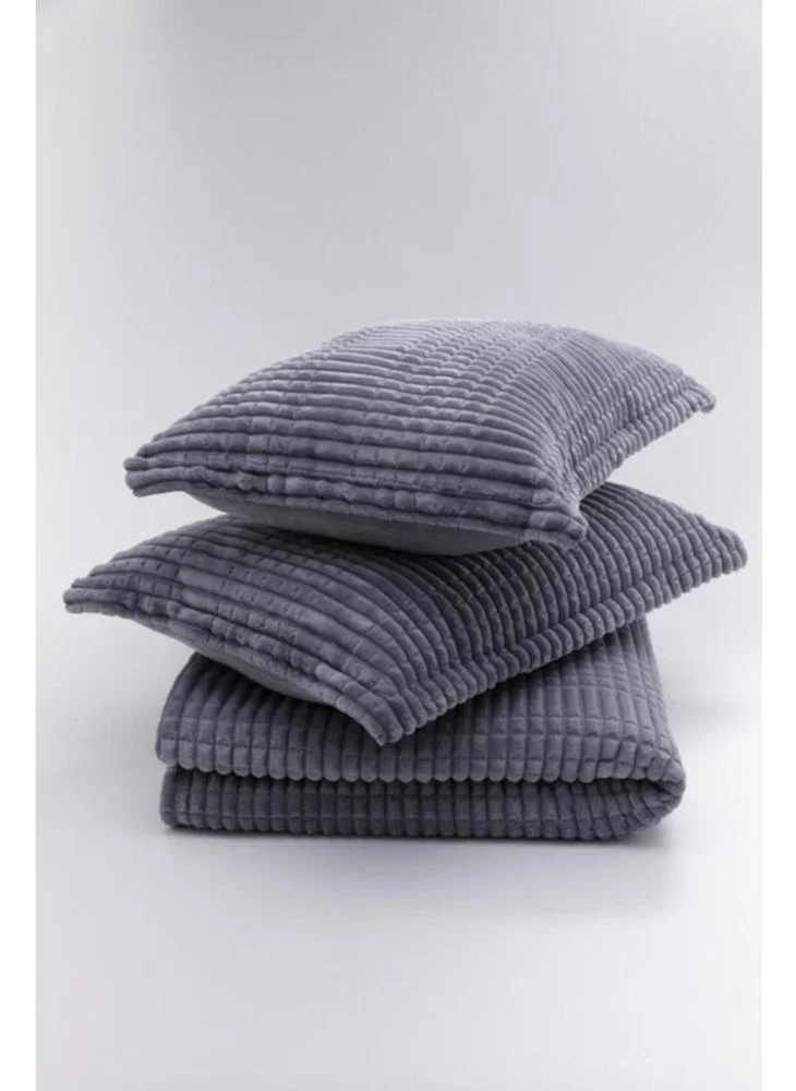 ميرينوس Modern Line 3 Piece Blanket Set - Gray (Boxed Dowry)