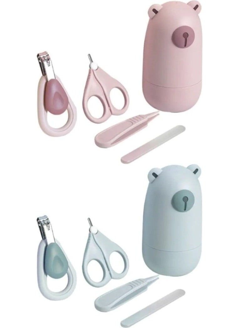 Bizimevde 5 Piece Baby Child Nail Clipper Set Care Kit Baby File Set Teddy Bear Boxed Pink  - Image 4
