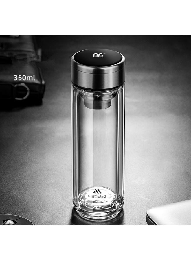 NIBEMINENT Double Glass Water Bottle Silver/Clear 20.5cm - Image 5