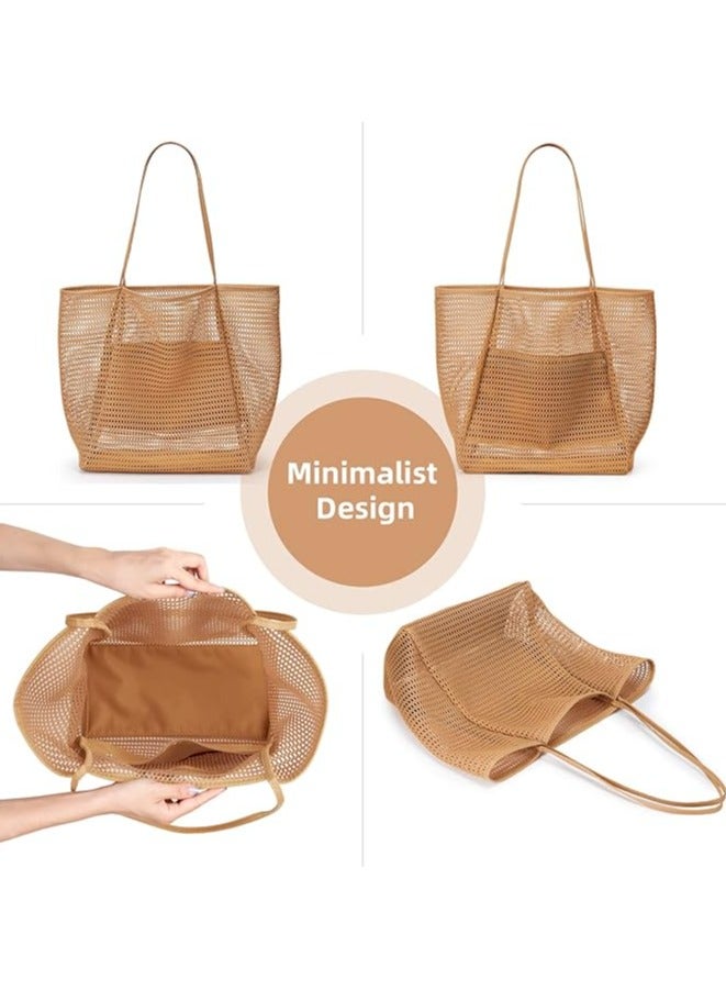 Fanski BeachNylon Mesh Tote Bag, Casual Tote Bag Hobo Women Foldable MAX 23L Shoulder Bag For Beach Picnic Vacation - Image 5