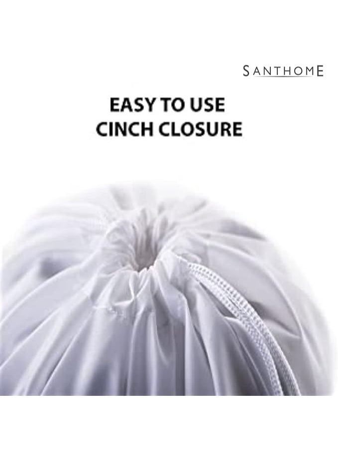 SANTHOME Drastin 210D Polyester Drawstring Bag Lightweight Promotional Tote Adjustable Carry Strings Cinch Sack Gym Sport Traveling String Bag for Men Women - White - Image 5