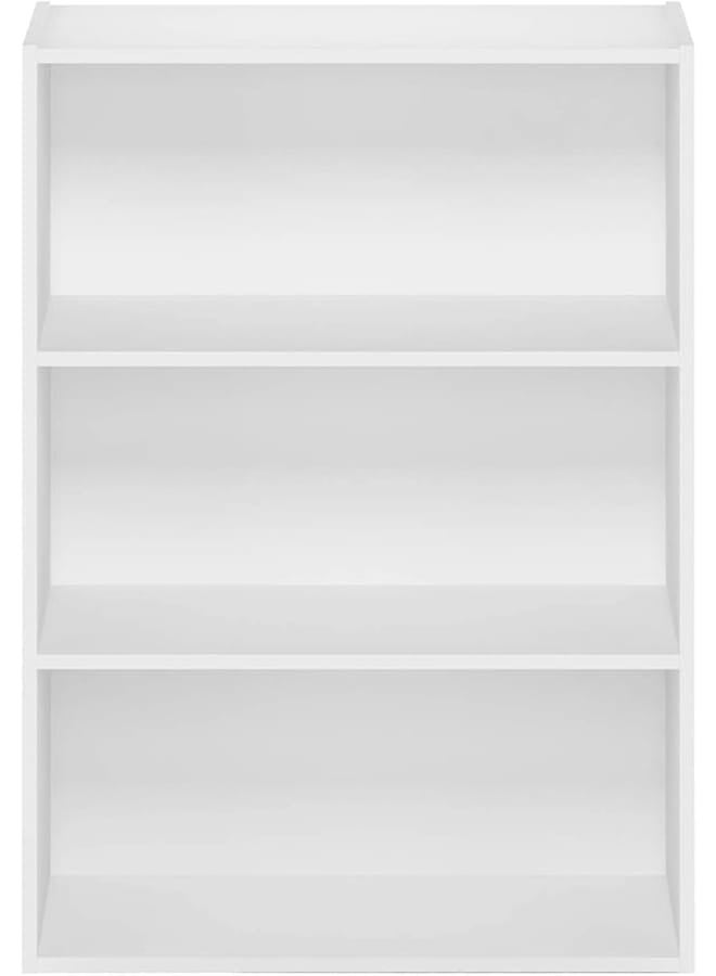 مودرن هوم خزانة كتب مفتوحة بثلاثة أرفف، منظم تخزين من الخشب المصنّع، رف كتب قائم متعدد الاستخدامات وعصري للمنزل أو المكتب أو غرفة المعيشة، لون أبيض سادة، حجم صغير - Image 4