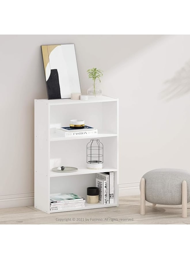 مودرن هوم خزانة كتب مفتوحة بثلاثة أرفف، منظم تخزين من الخشب المصنّع، رف كتب قائم متعدد الاستخدامات وعصري للمنزل أو المكتب أو غرفة المعيشة، لون أبيض سادة، حجم صغير - Image 2