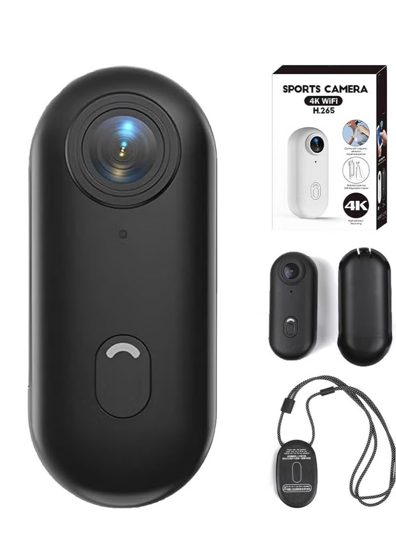 4K Ultra HD Wearable Mini Sports Camera – Thumb-Sized Magnetic Action Cam with 30m Waterproof, 360° Rotating Clip, 150-Minute Battery Life, Wi-Fi Connectivity, H.265 Compression, Hands-Free POV Recording Ideal for Cycling, Diving, Vlogging