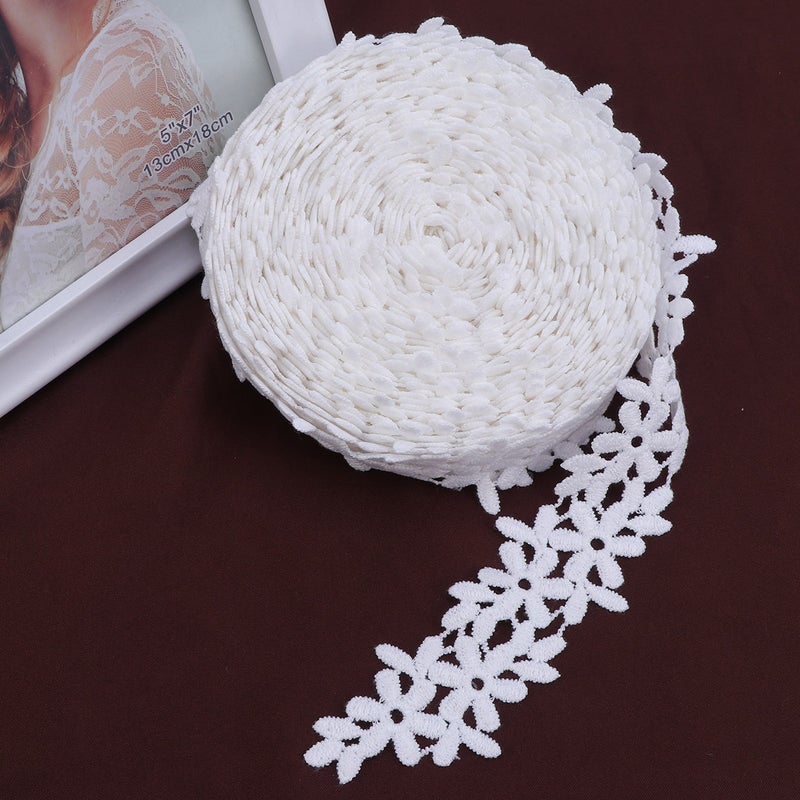 10 Yard 920x2.5cm White Lace Fabric Lining Clothing Flower Border Clothing Accessory Embroidered Applique for Wedding Dress Lingerie - W1610-49-110 (White) - Image 5